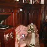 Vintage items and phonograph inside Thistle Cottage.